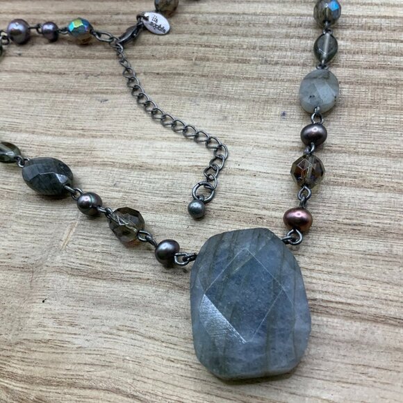 Lia Sophia Jardin Stone Beaded Silver Tone Necklace - Picture 1 of 7
